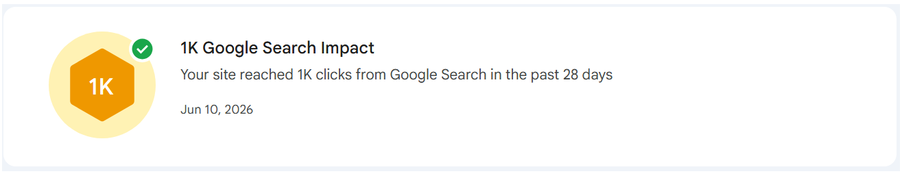 Google Search Console — 1,000 Clicks in a 28-day period
